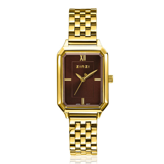 Zinzi Allure horloge 30mm gold w.plt bruin/stl band