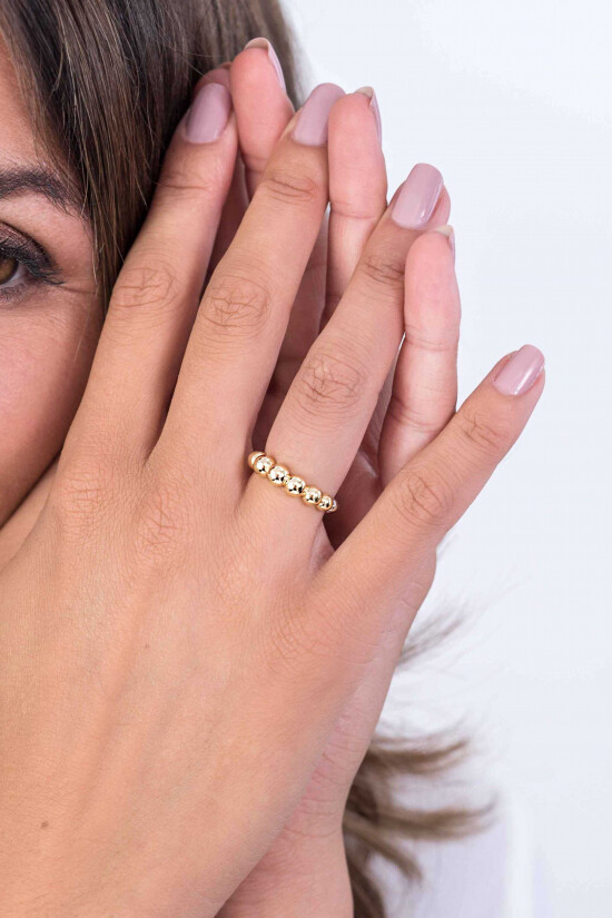 ZINZI silberner Ring gelb vergoldet absteigende runde KugelnZIR1583G