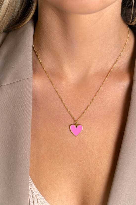 ZINZI zlv. hanger hart geel verguld roze