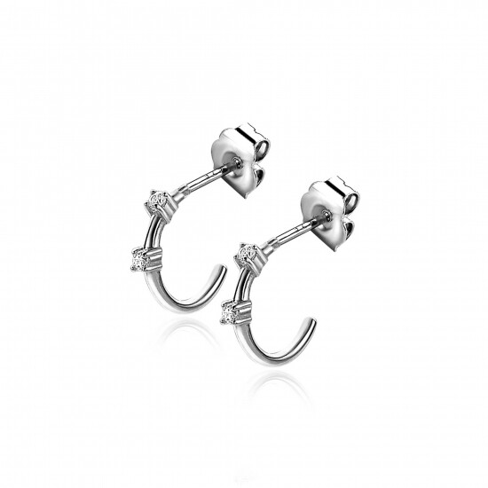 ZINZI silberne Ohrringe 11mm offen Form  weiße Zirkonia ZIO2175