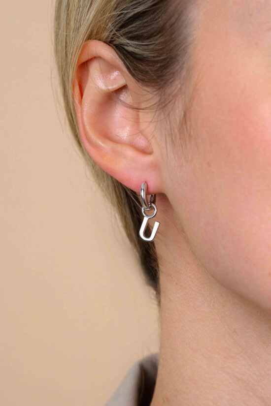 ZINZI silberner Buchstabe Ohranhänger U Preis pro Stück ZICH2144U