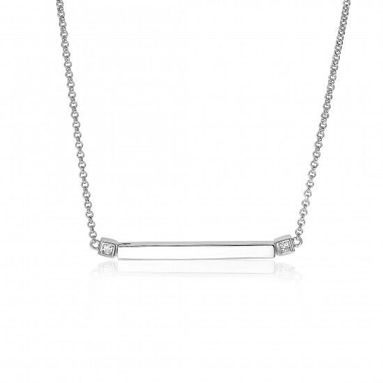 ZINZI silberne Kette Stäbchen  weiß 42cm ZIC1817