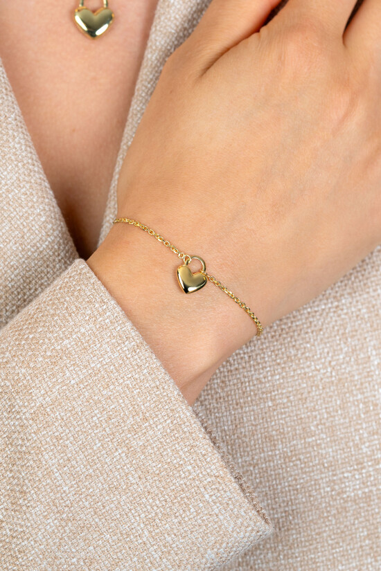 ZINZI vergoldetes Silberarmband mit herzförmigem Schlossanhänger, 17-20 cm ZIA2673G