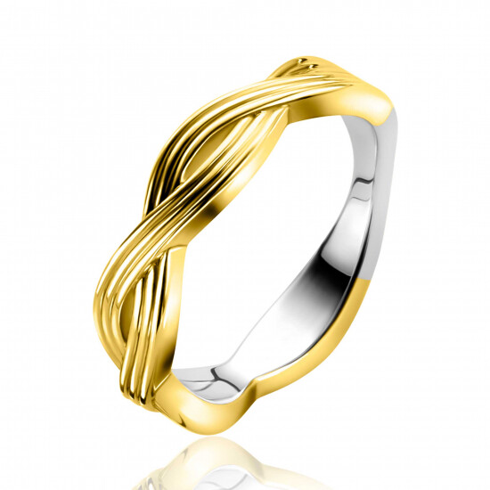 ZINZI Goldplattierter Silberner Ring (5mm breit) mit einem geflochtenen Infinity-Motiv in Linienoptik ZIR2684