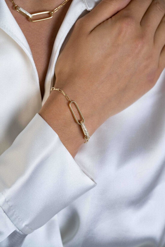 ZINZI zlv. armband gg.verg.met 2 grote schakals zirc.