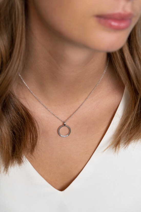 ZINZI silberner runder Anhänger 22mm gedreht weißer Zirkonia ZIH2128
