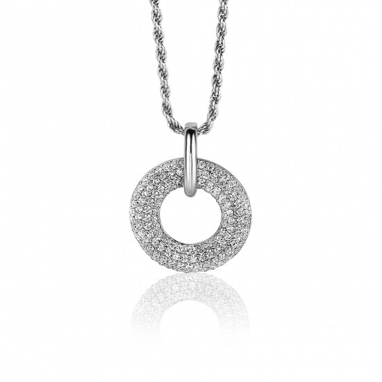 ZINZI zlv. hanger donut pave gezet zirconia's 16mm