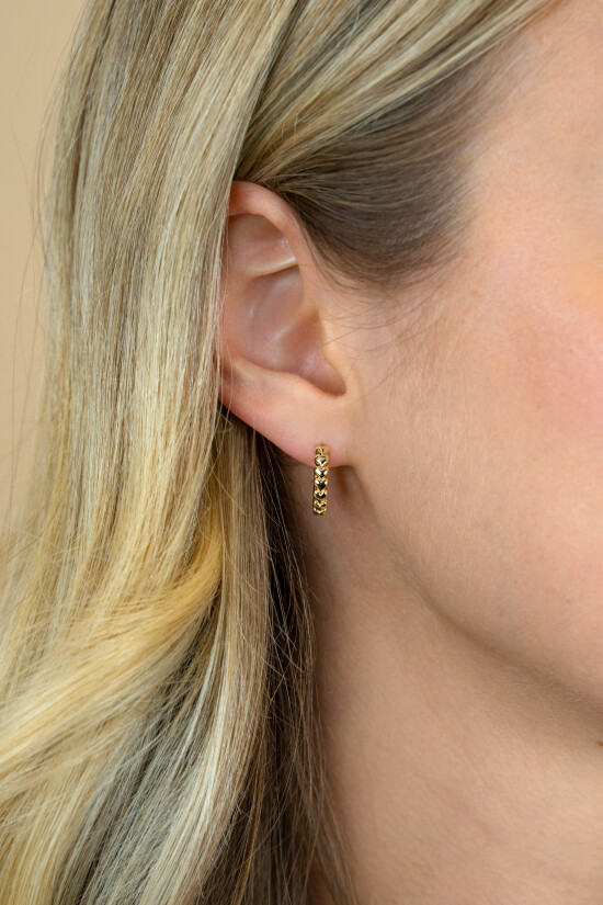 "ZINZI silberne Ohrringe 15x3mm 14K gelb vergoldet mit Herzen ZIO1798G"