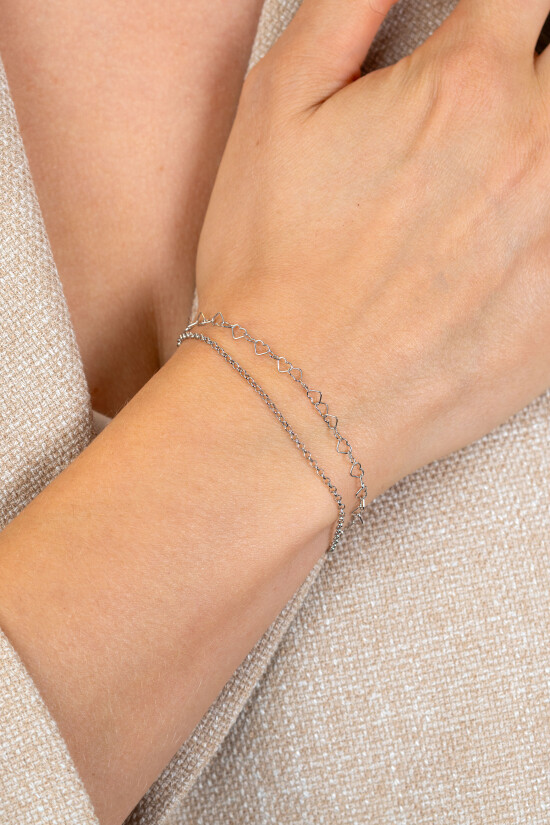 ZINZI zlv. multi-look armband 2 rijen hartjes en jass.