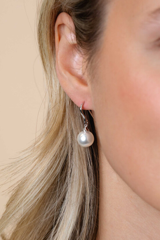 Zinzi silberne Ohrhänger Perle  weiß ZIO266