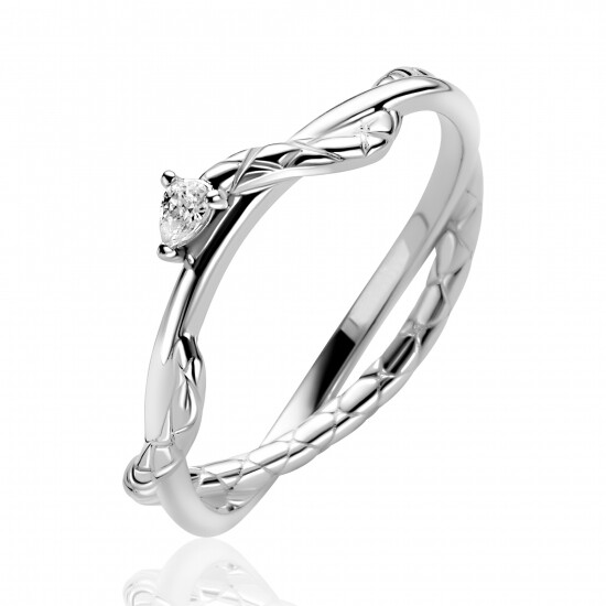 ZINZI zlv. ring slang eromheen gewikkeld zirc.mt.60