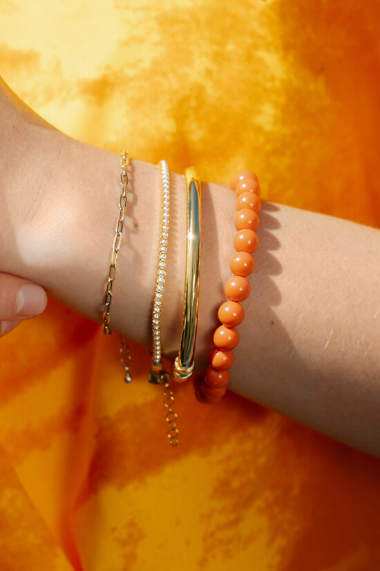 Zinzi Charms StretchArmband one-size orange Perle CH-A20K