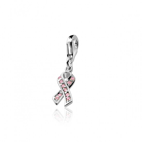 Zinzi silberner Anhänger rosa Schleife CHARMS209