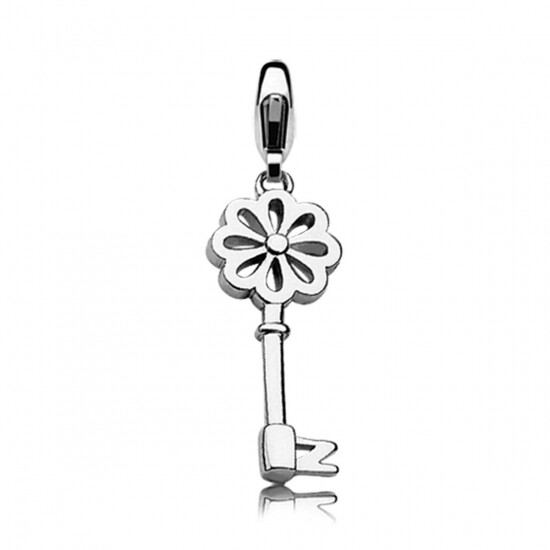 Zinzi silberner Anhänger Schlüssel mit Blume  CHARMS243