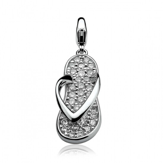 Zinzi silberner Anhänger Slipper weiß CHARMS280
