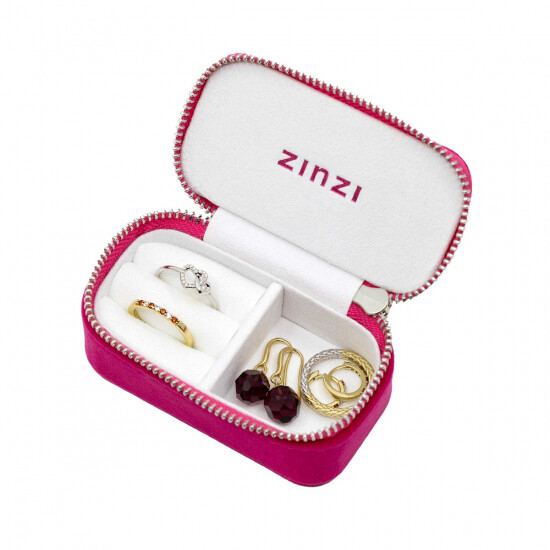 Zinzi opberg etui roze suede en rits