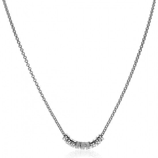 "Mart Visser by ZINZI Silberkette 45cm mit 9 runden Gliedern, davon 3 komplett mit weißen Zirkonia besetzt  MVC22"