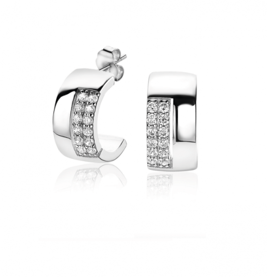 "Mart Visser by ZINZI silberne Ohrringe eng gerade 17 x 8mm MVO17"