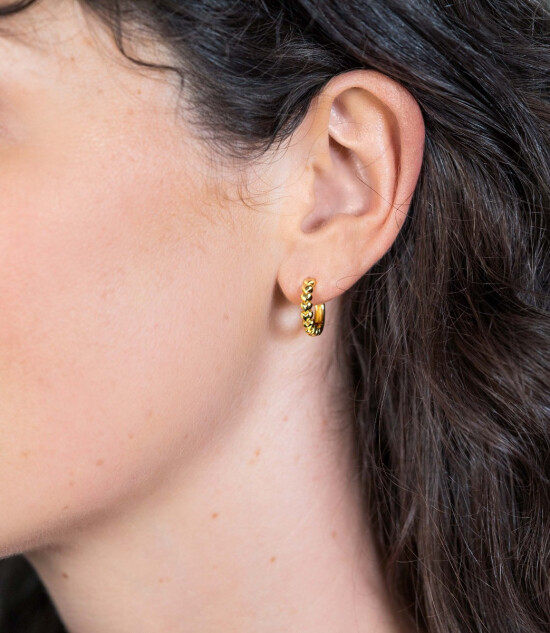 "ZINZI silberne Ohrringe 15x3mm 14K gelb vergoldet mit Herzen ZIO1798G"
