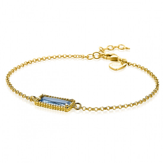 ZINZI zlv.armband gg.verg. met rechthoek blauw