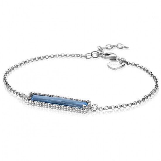 ZINZI zlv.armband met rechthoek blauw