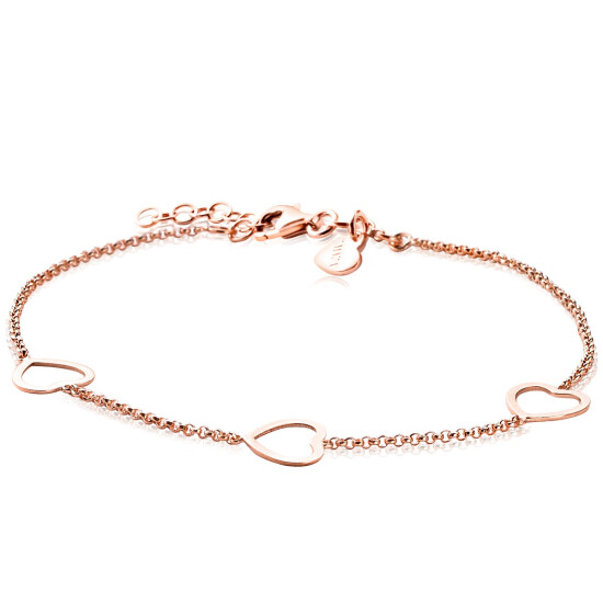 ZINZI silbernes Armband rosé vergoldet Herz 17-20cm ZIA1188R