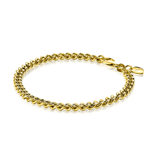 ZINZI silbernes gelbvergoldetes Gourmet Armband 4,5mm breit 18,5cm ZIA1414G