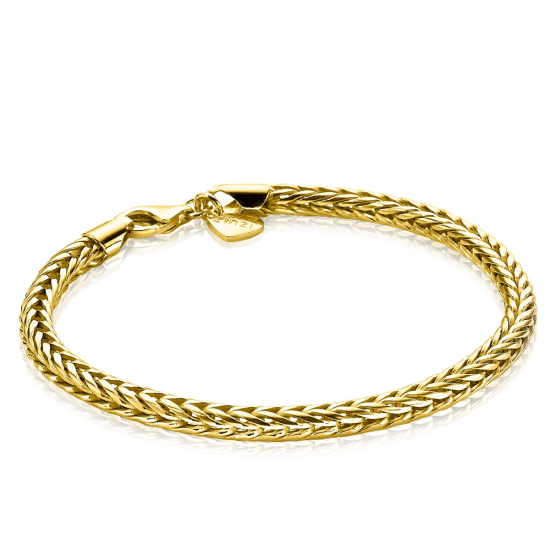 ZINZI silbernes vossenstaart Armband 14K gelb vergoldet 4mm breit ZIA1925G