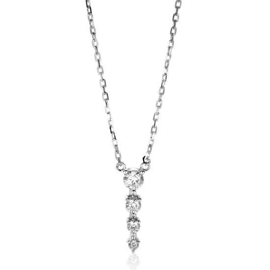 ZINZI zlv. collier met 4 zirconia's aflopend 45cm