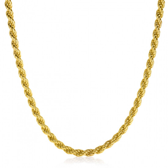 ZINZI zlv. collier geel verguld koord 4mm 45cm
