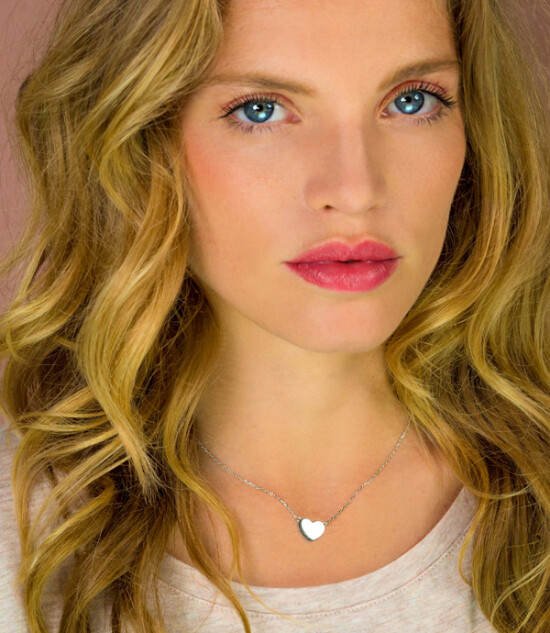 ZINZI zlv. collier met hart plaatje 42/45cm