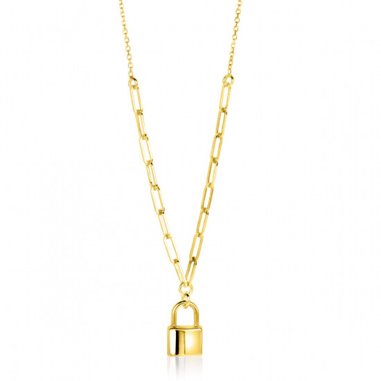 ZINZI zlv. collier gg.verg. paperclip/slotje hanger