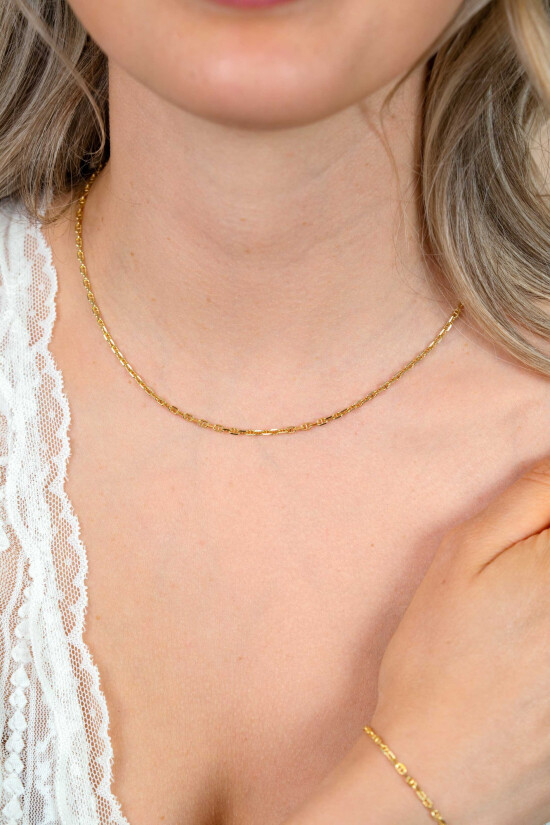 ZINZI zlv. collier gg.verg. massieve marine schakels