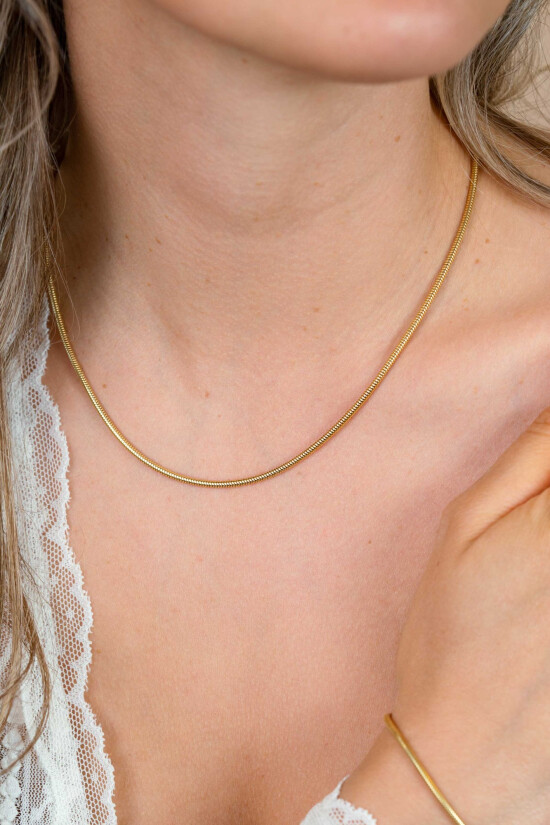 ZINZI zlv. slangen collier gg.verg.rond 2mm 42+3cm