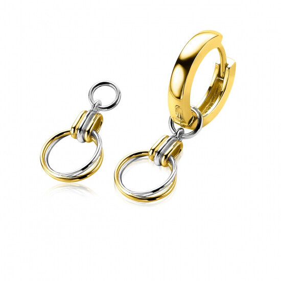 ZINZI silberne Ohrhänger zweifarbig Ringe 10mm rund ZICH2059