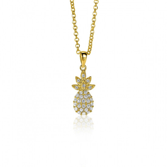 ZINZI silberner Ananas Anhänger 14K gelb vergoldet  weiß 18mm ZIH2084