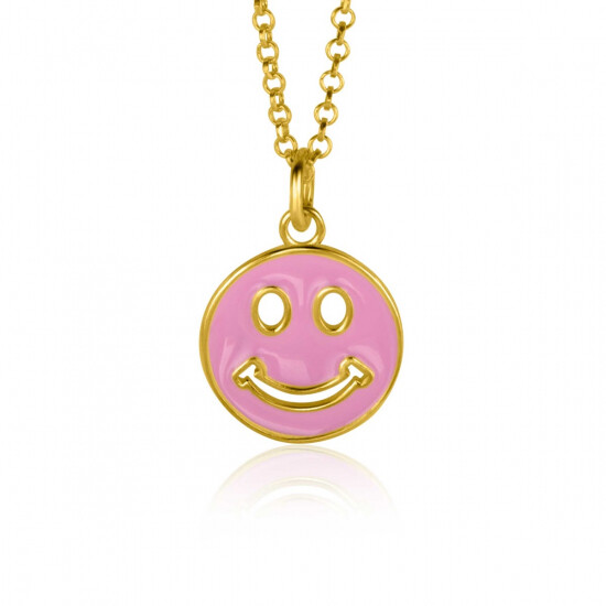 ZINZI zlv. hanger Smiley geel verguld roze