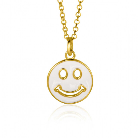 ZINZI zlv. hanger Smiley geel verguld wit