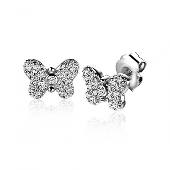 ZINZI zlv. oorstekers vlinder pave zirconia's