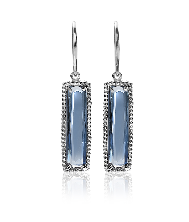 ZINZI zlv. oorhangers met rechthoek blauw lang