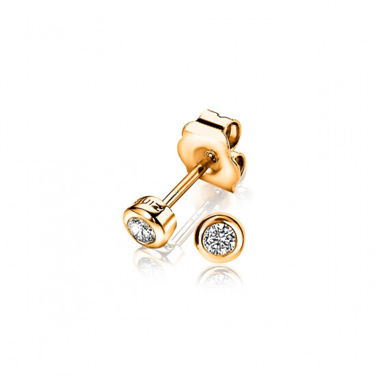 "Zinzi silberne Ohrstecker 14K rosé vergoldet rund 4mm weiß ZIO1177R"