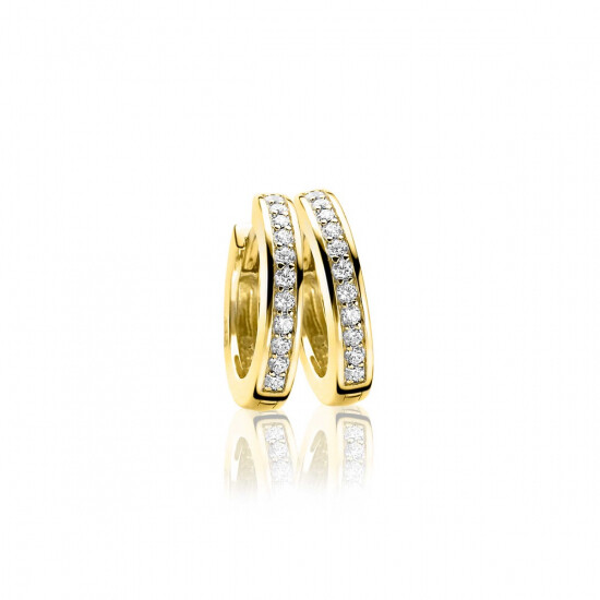 "Zinzi silberne Ohrringe 14K gelb vergoldet 17 x 3mm  weiße Zirkonias ZIO186Y"