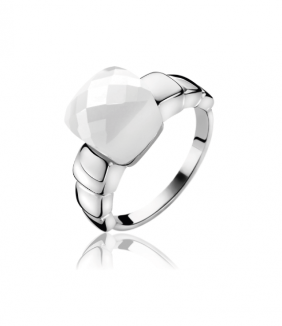 ZINZI silberner Ring weiß ZIR1110
