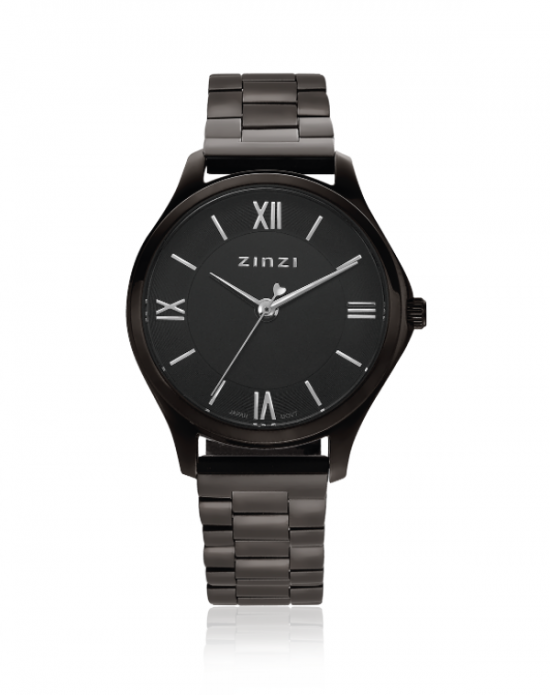 "ZINZI Classy Mini Uhr 30mm schwarzes Zifferblatt schwarzes Stahlgehäuse und Band ziw1237"
