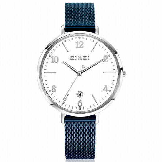 Zinzi horloge Sophie witte plaat blauw stln. band 38mm