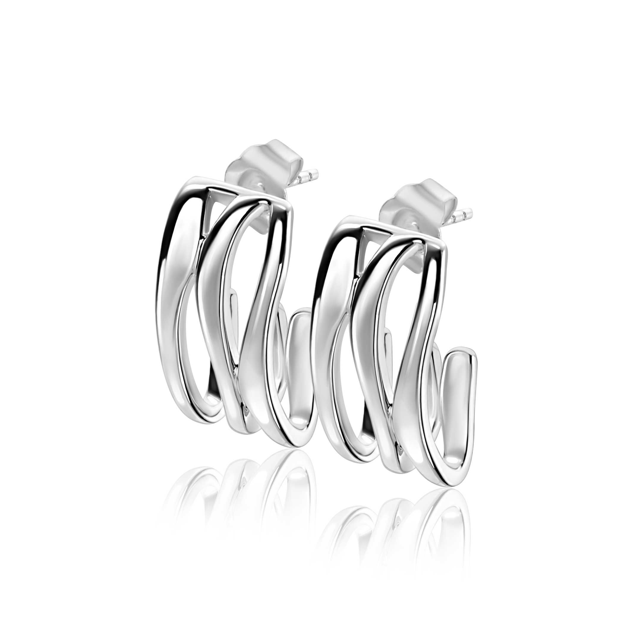 21mm Mart Visser by ZINZI Silber-Ohrschmuck, organisch geformt, glatt MVO25