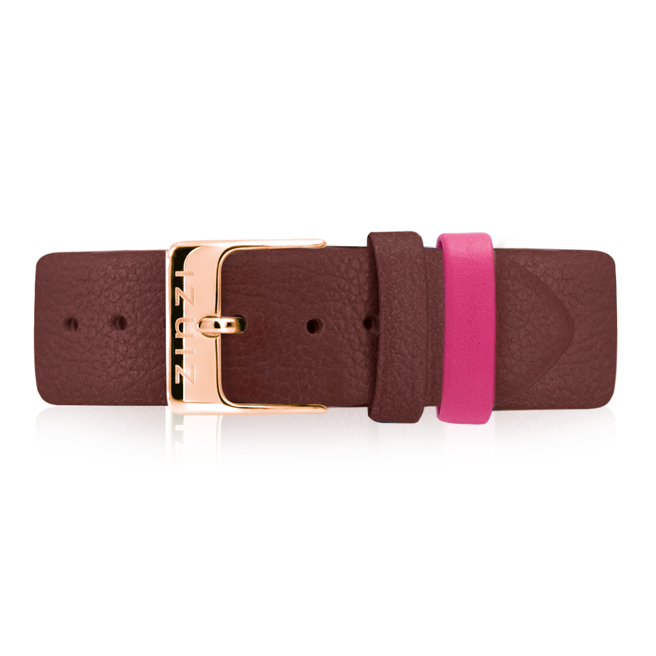 ZINZI Retro Leder Uhrenarmband Lila Roségold Stahlschließe 18mm RETBand16