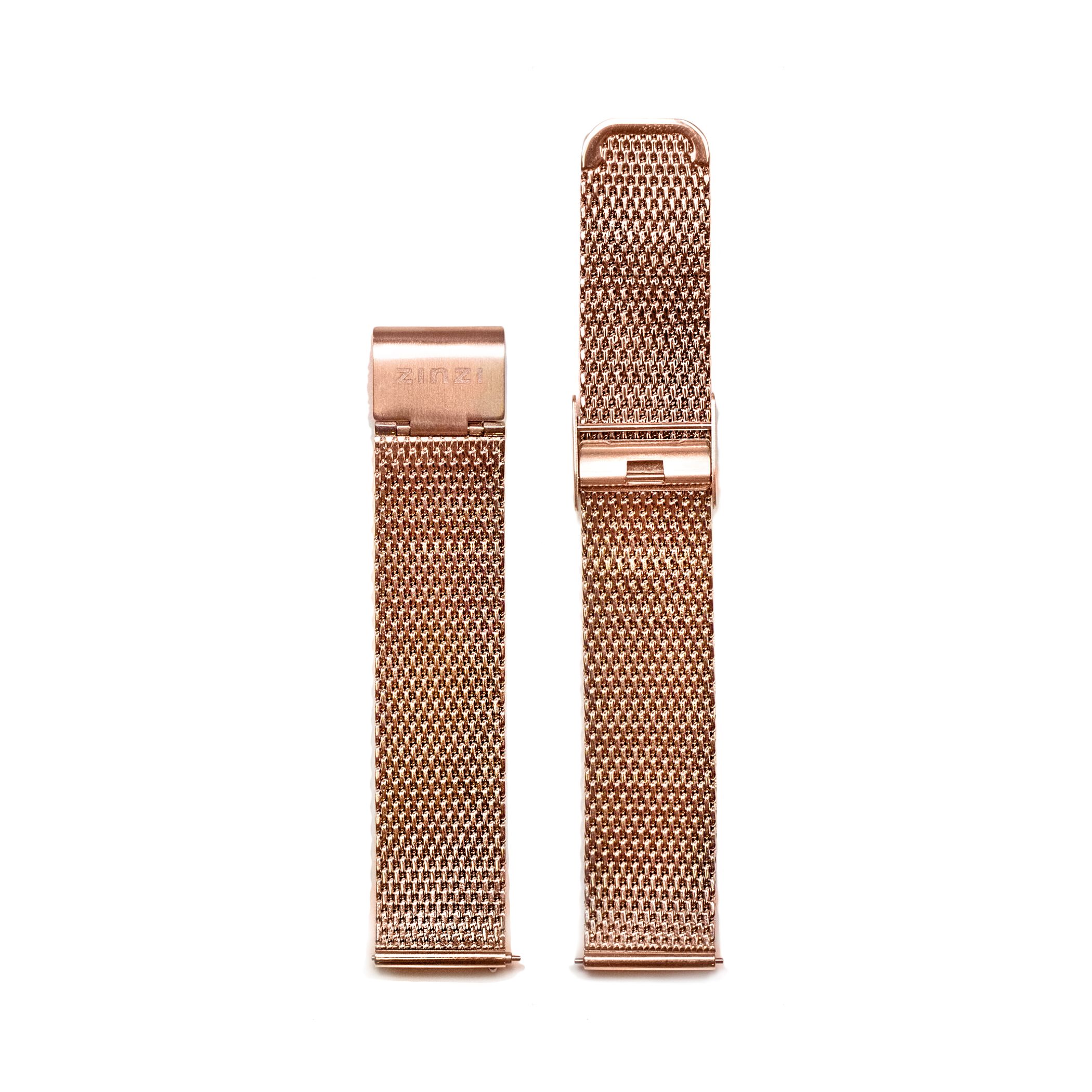 ZINZI Retro Uhrenarmband aus Stahlgewebe Roségold 18mm RETBand2