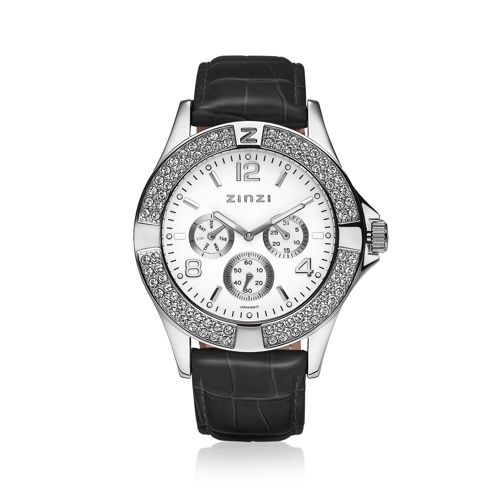 ZINZI Watch weißes Zifferblatt schwarzes Band UNO6