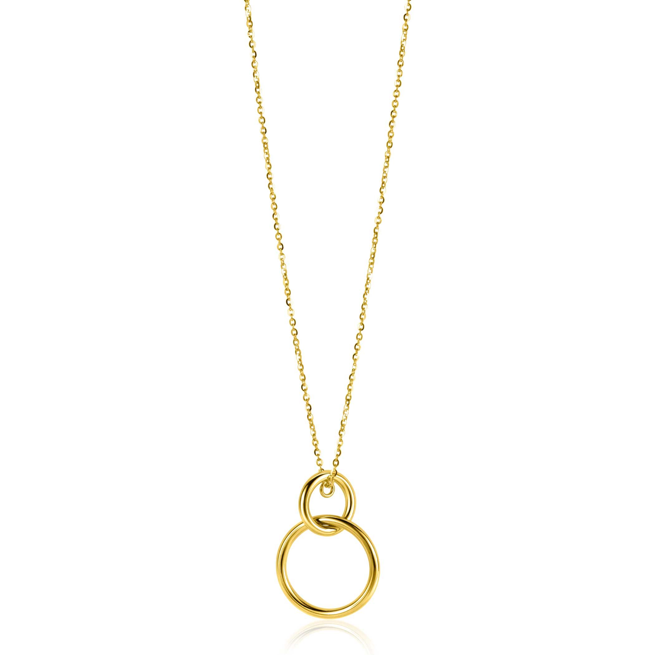 ZINZI GOLD collier hanger 2 rondjes in elkaar 45cm